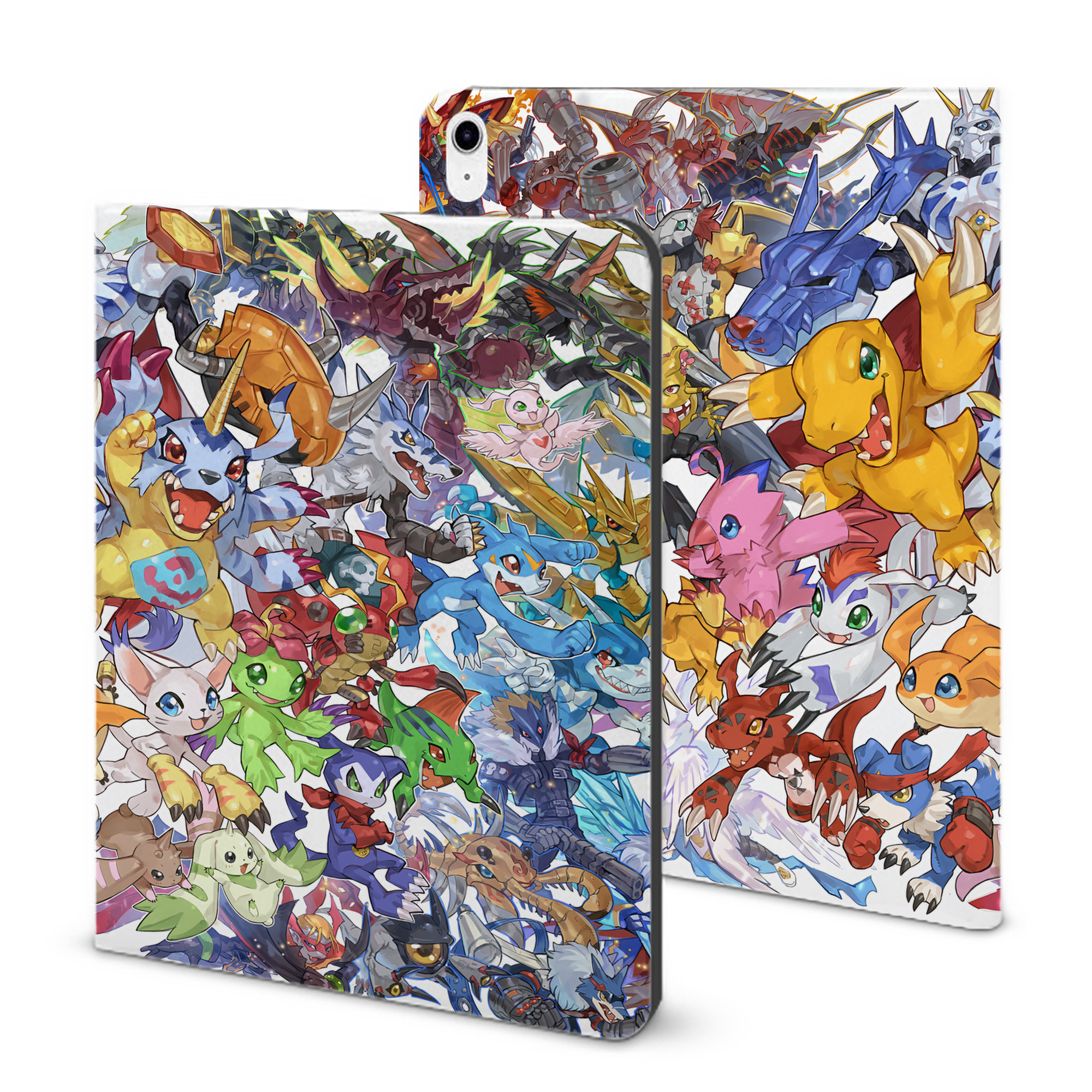 （画像用） Digimon デジタルモンスター/デジモン IPad ケース ブック型 PUレザー TPU 耐衝撃 軽量 薄型 ペン収納なし 全面保護 IPad 各モデル対応
